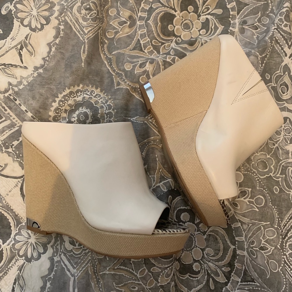 Sam Edelman White Leather Wedges